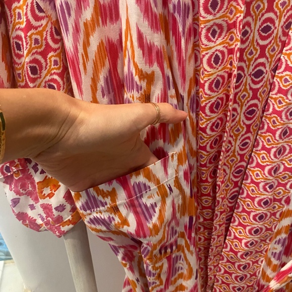 Christian Siriano Reversible Multicolored Kimono w Pockets Oversized Size M - Picture 5 of 6